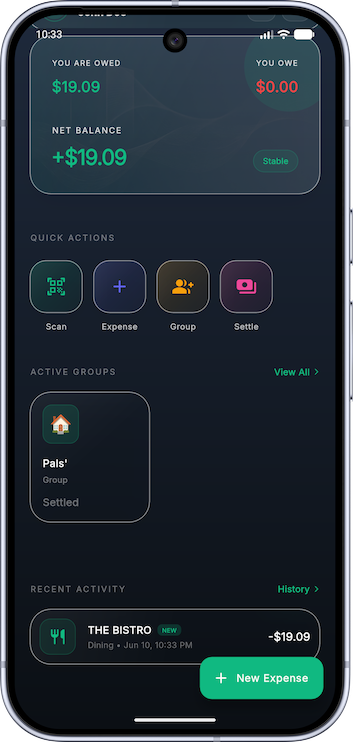 Splitly Dashboard View