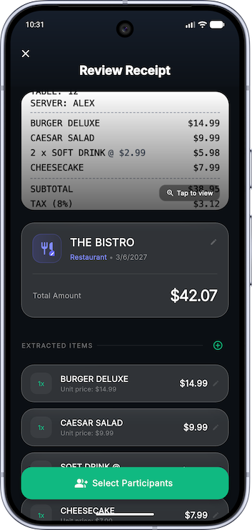 Splitly Review Receipt